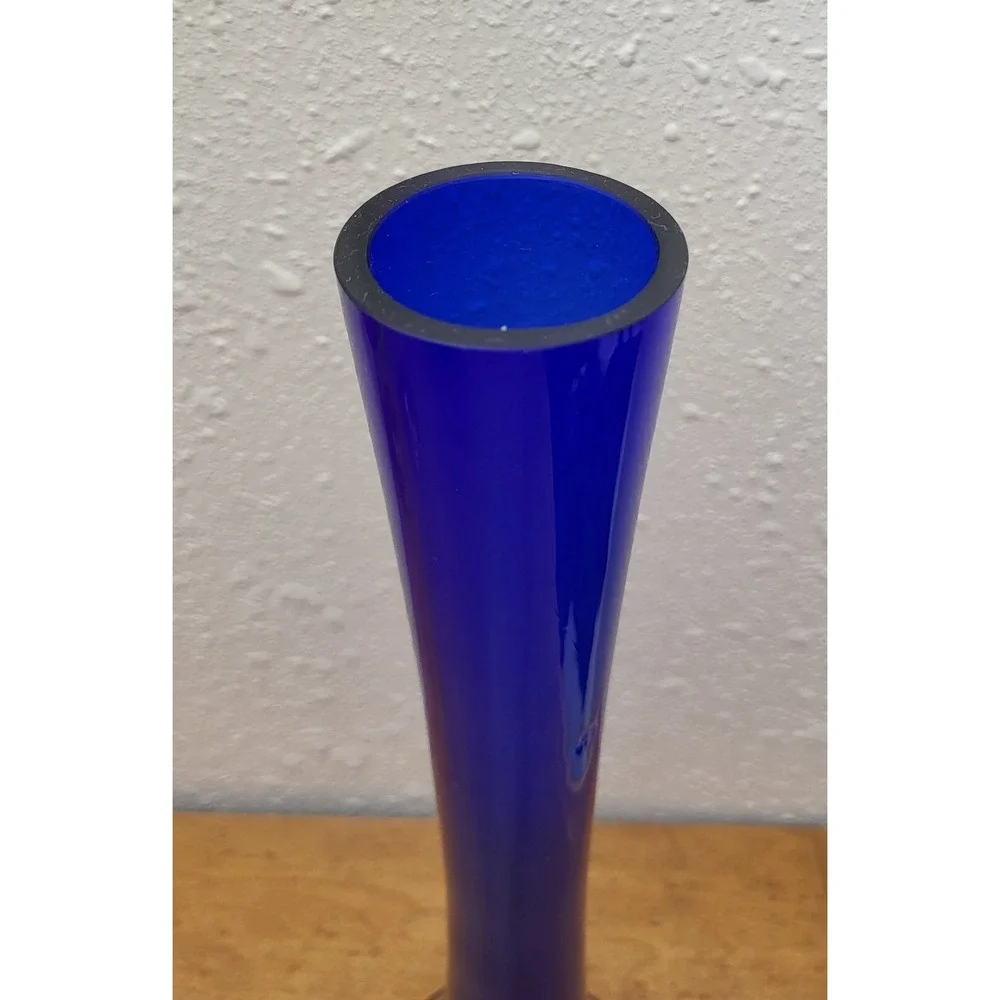 Deep Cobalt Royal Blue‎ Tall Skinny Bud Glass Accent Vase Pop of Color MINT